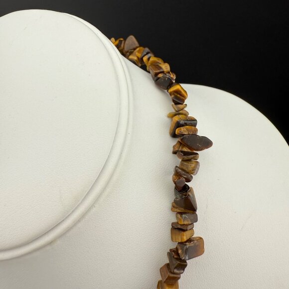 Tigers Eye Chip Bead Necklace With Sterling Silver Clasp - Picture 4 of 7